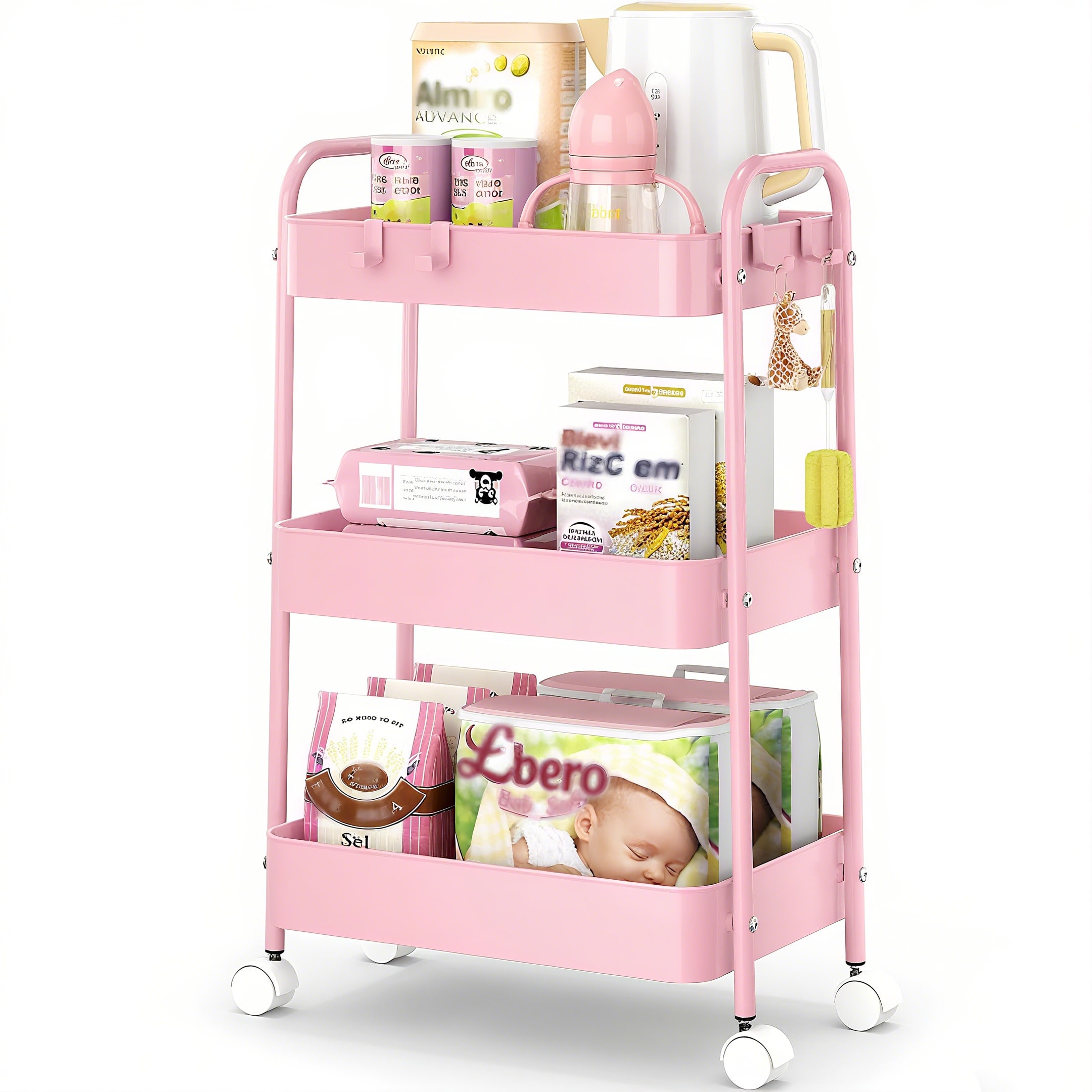 Baby Nursery Basket - Carrello a 3 Ripiani in Metallo