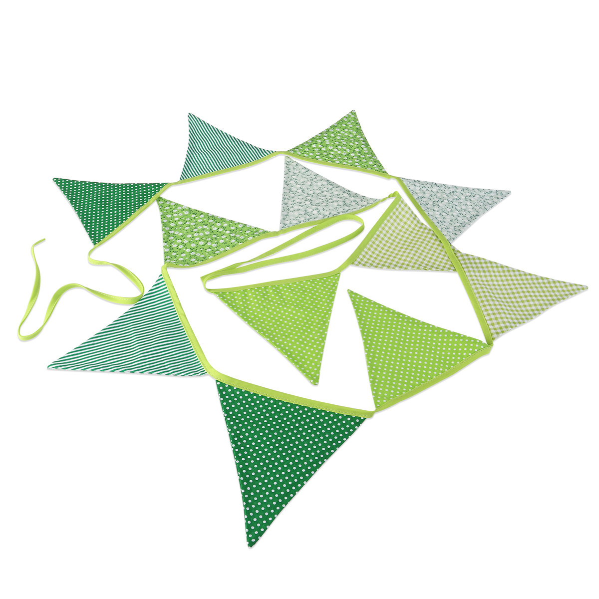 Baby Nursery Bunting - 12 Bandierine Triangolari Verdi in Cotone