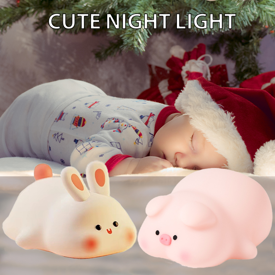 Baby Nursery Table Lamp - Piggy Bunny Night Light lampada da