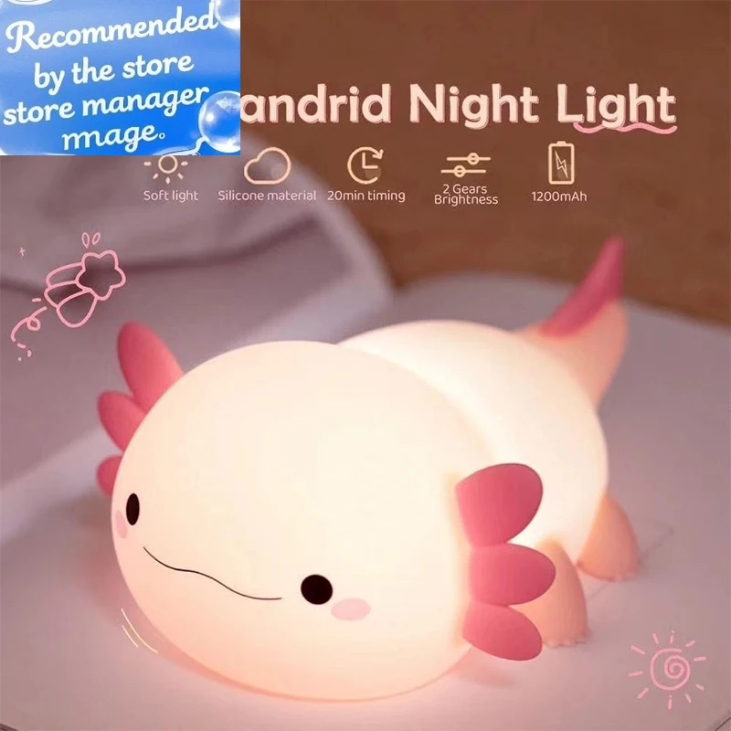 Baby Nursery Table Lamp - Simpatica lampada da notte Axolotl in