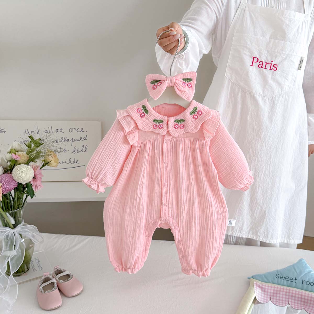 Baby Nursery Embroidery - Tutina in garza per neonate primavera
