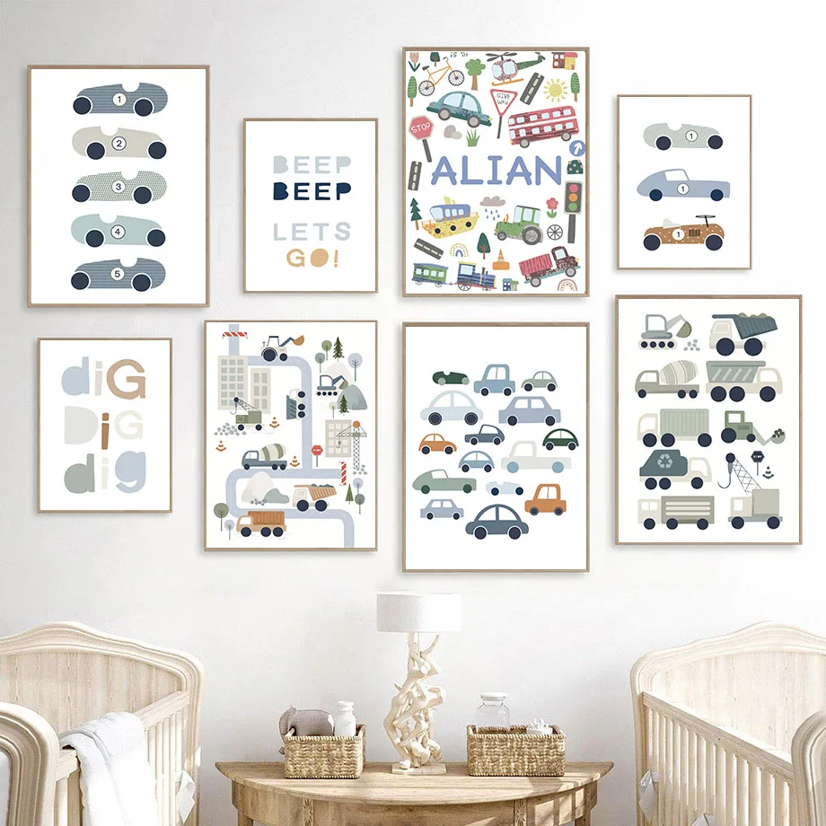 Baby Boy Nursery Quotes - Trattore Camion Escavatore Bulldozer Auto Nome