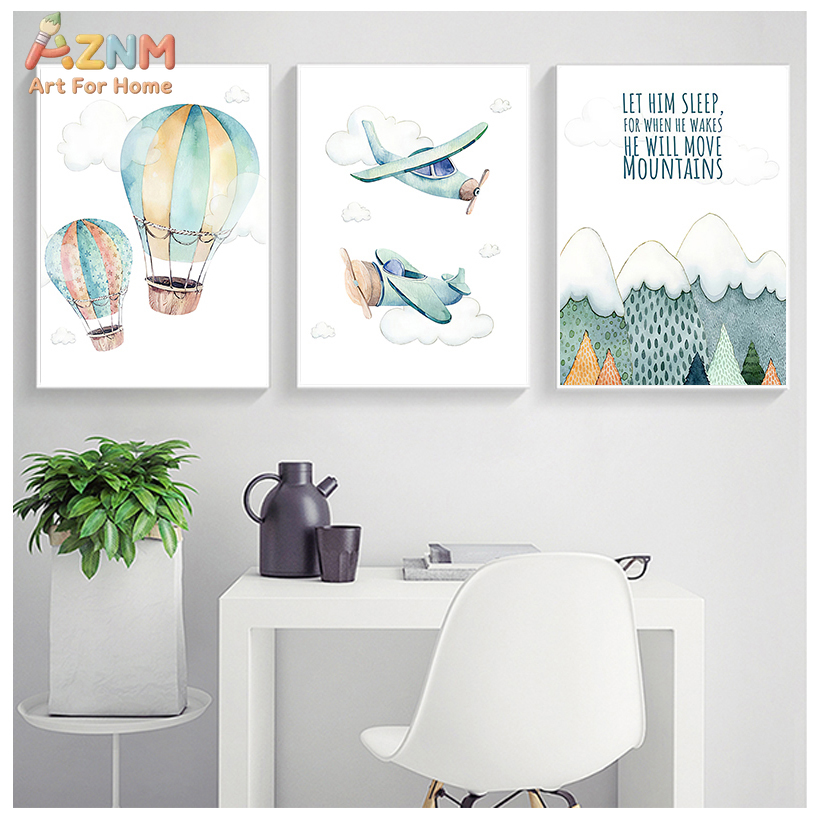 Baby Boy Nursery Quotes - AZNM Quadro su tela con aereo