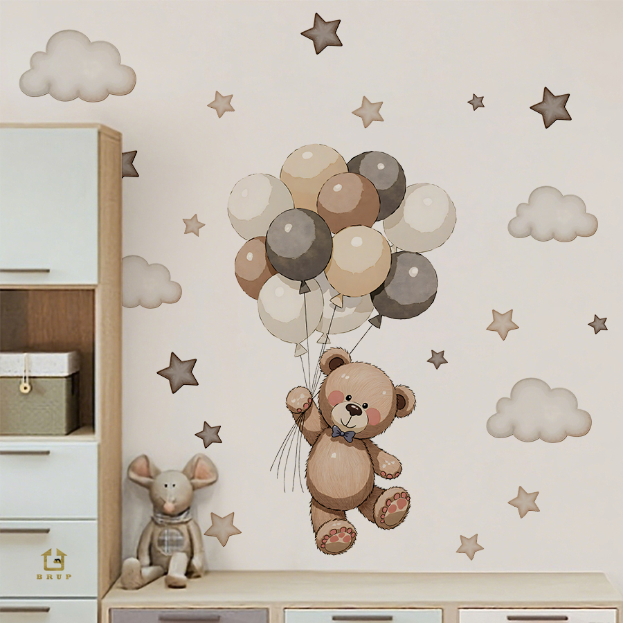 Baby Nursery Needs - Adorabili adesivi murali con orsacchiotto, decorazioni