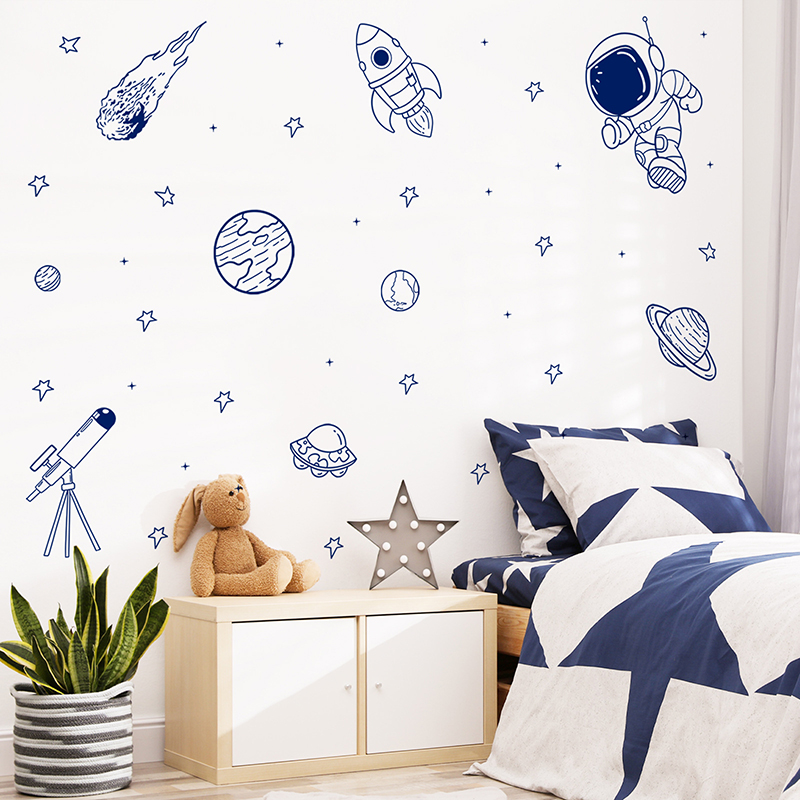 Baby Nursery Needs - Adesivo da parete autoadesivo con razzo