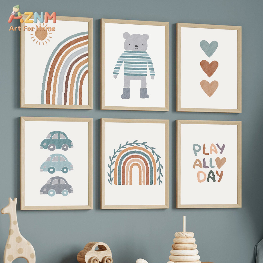 Baby Boy Nursery Quotes - AZNM Quadro su tela con orsetto