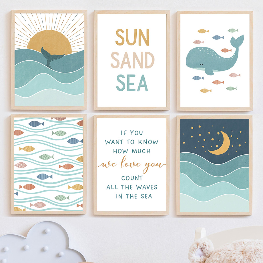 Pesce Balena Gabbiano Alba Tra - Baby Boy Nursery Quotes recensione e prezzo