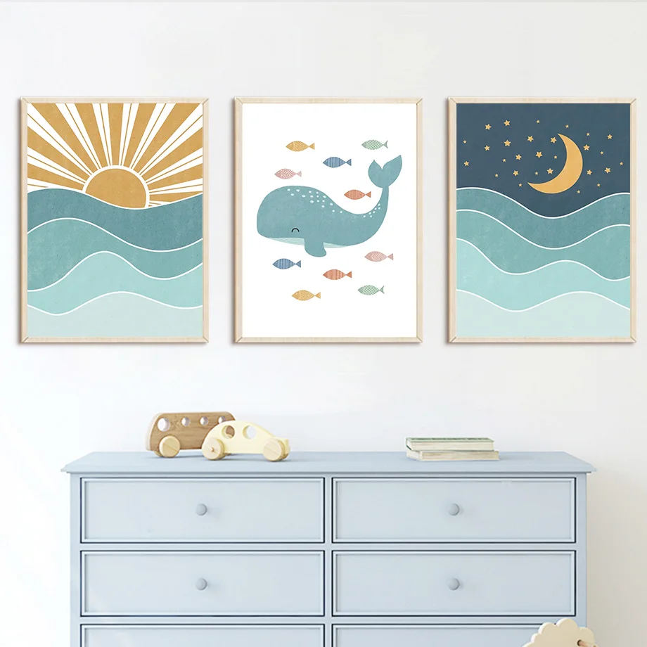 Pesce Balena Gabbiano Alba Tra - Baby Boy Nursery Quotes recensione e prezzo