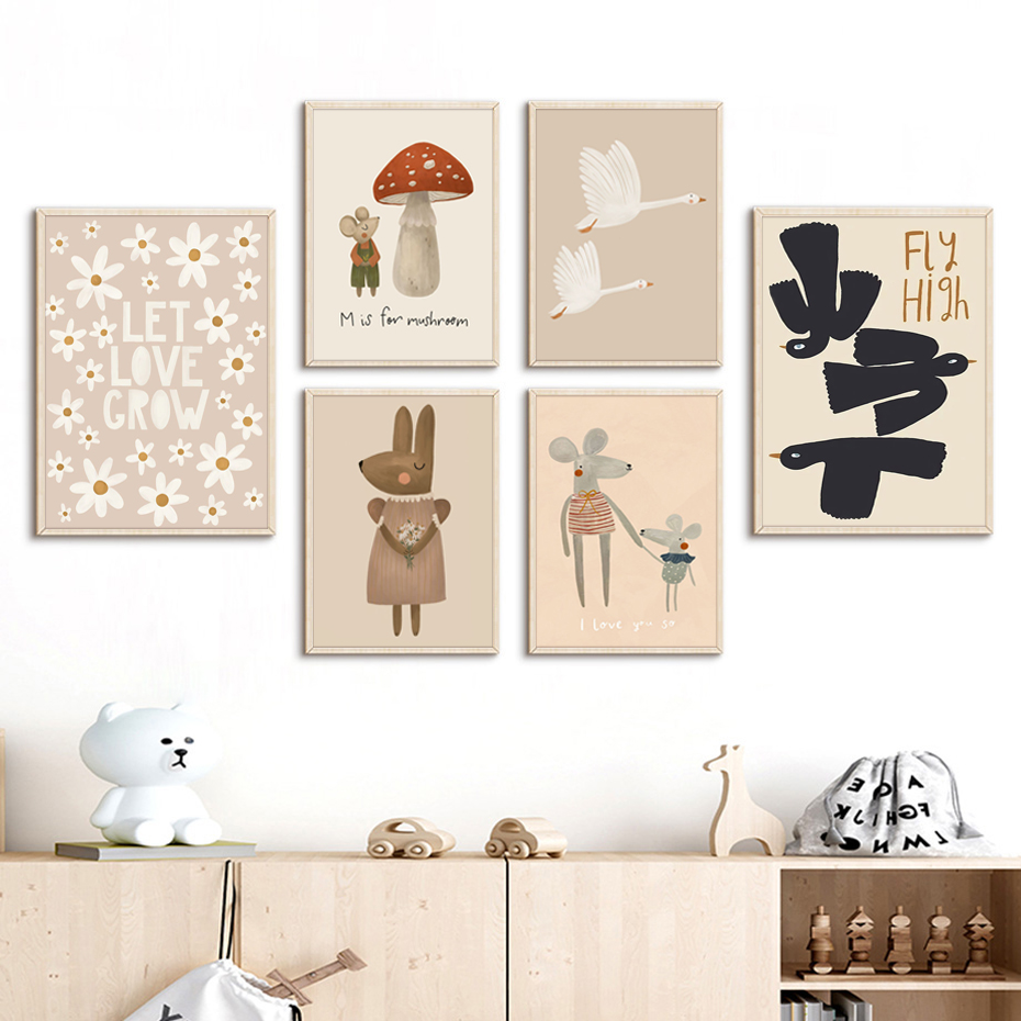 Boho Cartoon Coniglio Topo Oca - Baby Nursery Frames recensione e prezzo