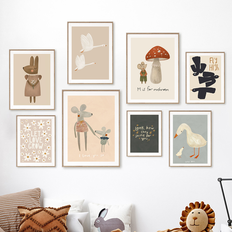 Boho Cartoon Coniglio Topo Oca - Baby Nursery Frames recensione e prezzo